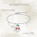 wholesale 925 Sterling Silver Red CZ Heart Charm Chain Anklet-0-5