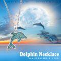 wholesale 925 Sterling Silver Turquoise Dolphin Pendant Necklace for Women - Hypoallergenic  48cm Chain Length-0-5