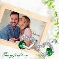 wholesale 925 Sterling Silver Green Emerald Heart Stud Earrings for Women - Valentines Day Gifts-0-3