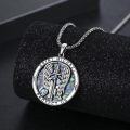 wholesale 925 Sterling Silver Saint Michael Protect Us Cross Angel Wing Pendant Necklace for Men Women Catholic  48cm Chain Length-0-2