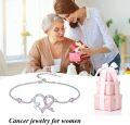wholesale 925 Sterling Silver Pink Ribbon Heart Cross Charm Bracelet for Women Girls -0-5