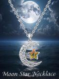 wholesale Sterling Silver Moon Star Necklace Celestial Pendant for Women-0-5