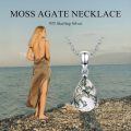wholesale 925 Sterling Silver Teardrop Moss Agate Pendant Necklace with Chain - Length: Adjustable from 46cm to 73cm-0-4