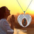 wholesale 925 Sterling Silver Angel Wing Cremation Jewelry Keepsake Memorial Urn Necklace w/Heart Charm & Funnel Set-0-4
