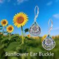 wholesale 925 Sterling Silver Teardrop Sunflower Abalone Shell Inlay Leverback Earrings-0-1