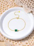 TOUPOP 14K Gold Emerald Bracelet, Square Cut Gemstone, 6.5-8.5"-0-4