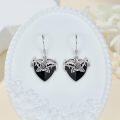 wholesale 925 Sterling Silver Gothic Heart Black Rose Thorn Drop Earrings-0-2
