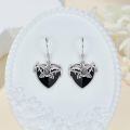 wholesale 925 Sterling Silver Black Heart Crystal Rose Thorn Vine Drop Earrings-0-2