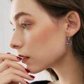 wholesale 925 Sterling Silver Blackened Skeleton Hand with Red Crystal Heart Gothic Drop Earrings Gift for Her-0-1