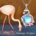 wholesale 925 Sterling Silver Pink Enamel Swan with Blue Moonstone Pendant Necklaces for Women's  Ideas-0-3