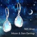 wholesale 925 Sterling Silver Teardrop Moonstone Star Drop Earrings-0-2