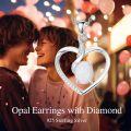 wholesale 925 Sterling Silver Oval White Opal & Cultured Diamond Heart Pendant Necklace - 18 Chain-0-4