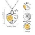 wholesale 925 Sterling Silver Sunflower Heart Memorial Keepsake Pendant Urn Necklace for Ashes-0-2