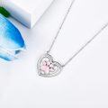 wholesale 925 Sterling Silver Heart Pendant with Pink Enamel Dog Paw Print Necklace Gifts for Women-0-2
