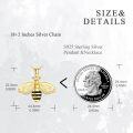 wholesale 925 Sterling Silver Gold Plated CZ Honeybee Charm Pendant Necklace for Women-0-3