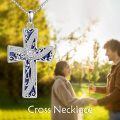 wholesale 925 Sterling Silver Blue Lapis Lazuli & Black Onyx Rose Cross Pendant Necklace-0-4