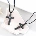 wholesale 925 Sterling Silver Black Celtic Knot Cross Pendant Chain Necklace for Men Boys -0-3