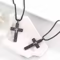 wholesale 925 Sterling Silver Black Celtic Knot Cross Pendant Chain Necklaces Wholesale for Men Boys -0-3