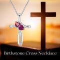 wholesale 925 Sterling Silver Birthstone Cross Necklace for Women - Personalized Faith Jewelry-0-1