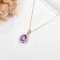wholesale 14K Solid Gold Simulated Emerald Sapphire Ruby Opal Amethyst Blue Topaz Olivine Dainty Pendant Necklace Moissanite Jewelry Gifts-0-20