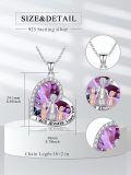 wholesale 925 Sterling Silver Heart-Shaped Pendant with Purple Crystal and Mommy & Baby Figures - I Will Always Love You Necklace-0-1