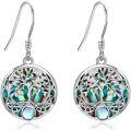 wholesale 925 Sterling Silver Abalone Shell Tree of Life Drop Earrings for Women Girl's Gift-0-0