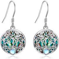 wholesale 925 Sterling Silver Abalone Shell Tree of Life Drop Earrings for Women Girl's Gift-celtic tree