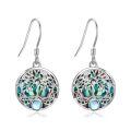 wholesale 925 Sterling Silver Abalone Shell Tree of Life Drop Earrings for Women Girl's Gift-0-0