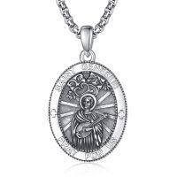 wholesale 925 Sterling Silver Patron Saint Medal Amulet Necklace for Men 2 5mm 22 +2 Chain-A48-Saint Genesius