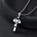 wholesale 925 Sterling Silver Sports Cross Urn Pendant Necklace  with Funnel Kit - Basketball Football Baseball Cremation Jewelry for Men & Women-0-1