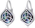 wholesale 925 Sterling Silver Abalone Shell Celtic Trinity Knot Leverback Tree of Life Studs s for Women Girls-0-0