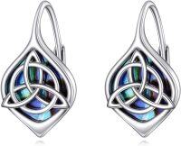 wholesale 925 Sterling Silver Abalone Shell Celtic Trinity Knot Leverback Tree of Life Studs s for Women Girls-celtic knot