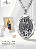 wholesale 925 Sterling Silver St Joseph Medal Necklace with Cross and 24 Chain - Catholic Prayer Gift for Men Women Boys Girls-0-5