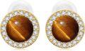 wholesale Gold-Plated 925 Sterling Silver Blue Stone Stud Earrings with Cubic Zirconias and White Pearl Backs-0-3
