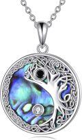 wholesale 925 Sterling Silver 925 Tree of Life Yin Yang Abalone Shell Pendant Necklace for Couples & Families-0-0