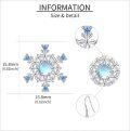 wholesale 925 Sterling Silver Blue Moonstone Snowflake Drop Earrings for Women Girls -0-3