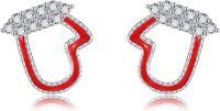 wholesale 925 Sterling Silver Red Enamel Flower Stud Earrings for Women - Hypoallergenic s-Glove