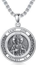 wholesale 925 Sterling Silver Saint Jude Protect Us Religious Charm Pendant Necklace for Men & Women-0-0