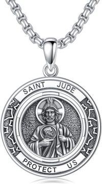 wholesale 925 Sterling Silver Saint Jude Protect Us Religious Charm Pendant Necklace for Men & Women-St Jude Necklace