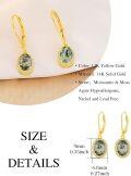 wholesale 14K Gold Green Moss Agate & White Cubic Zirconia Leverback Drop Dangle Earrings for Women-0-3