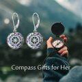 wholesale Sterling Silver Crystal Compass Earrings Grad Gifts for Women-0-11