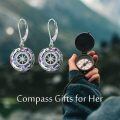 wholesale 925 Sterling Silver Compass Crystal Drop Earrings-0-11