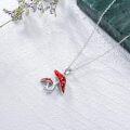 wholesale 925 Sterling Silver Red Enamel Mushroom Snail Pendant Necklace for Women-0-5
