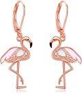 wholesale 925 Sterling Silver Plated Rose Gold Flamingo Opal Leverback Dangle Earrings for Women -0-0