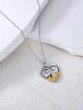 wholesale 925 Sterling Silver Horse & Sunflower Heart Pendant Necklace for Women Girls-0-4