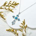 wholesale 925 Sterling Silver Natural Turquoise Stone Cross Pendant Necklace for Women  48cm Chain Length-0-1