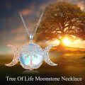 wholesale 925 Sterling Silver Moon & Tree Pendant Necklaces for Women - Blue Opalite Stone -0-1