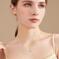 wholesale 14K Gold Infinity Freshwater Pearl Pendant Necklace with Cubic Zirconia - 8-9mm White s for Women-0-2