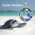 wholesale TOUPOP Sea Turtle Gifts Sterling Silver Tropical Palm Tree Ocean Pendant Crystal Sea Turtles Jewelry Christmas Summer Gifts For Women Her -0-2