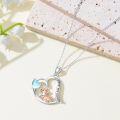wholesale 925 Sterling Silver Moonstone Corgi Heart Pendant Necklace for Women-0-2